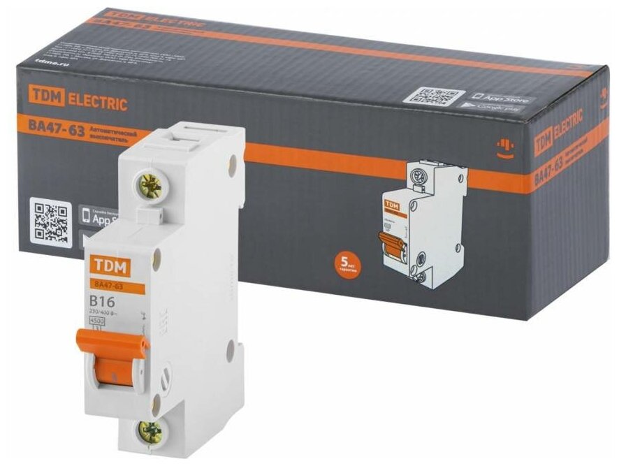 фото Авт. выкл. ВА47-63 1Р 16А 4,5кА х-ка B TDM SQ0218-0039 TDM ELECTRIC
