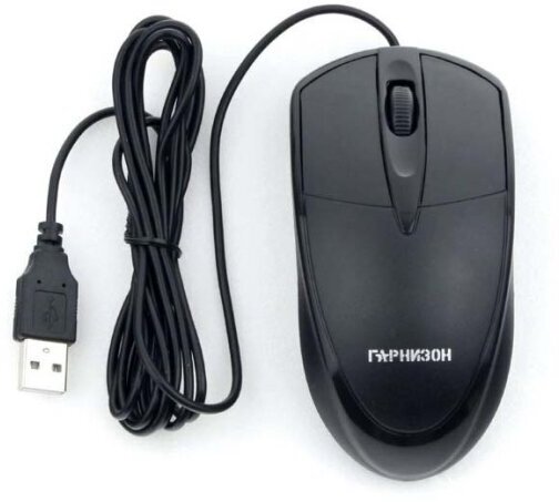 Мышь Гарнизон GM-225 USB чип- Х чёрный 1000 DPI 2кн.+колесо-кнопка кабель 1.45м (факт - 1.5м)