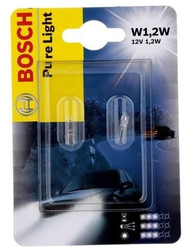 Лампа автомобильная накаливания Bosch Pure Light 1987301024 W1.2W 12V 1.2W W2x4.6d 2 шт.