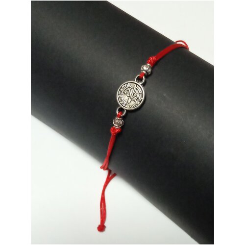 Браслет-нить, металл, размер 10 см, размер one size, диаметр 6 см, красный, серебряный