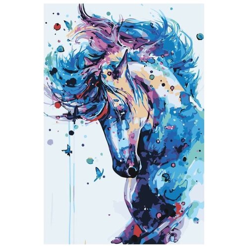 Картина по номерам Синяя лошадь, 40x60 см
