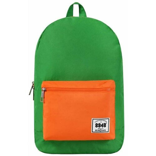 фото Рюкзак / 8848 / c054-27 цветной карман 43х13х30 см / зелёный с оранжевым карманом