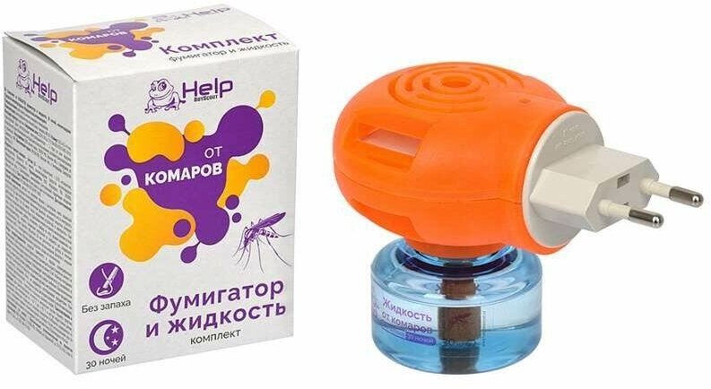 Средство от насекомых Комплект от Комаров: фумигатор и жидкость 30 ночей, инсектицидная - HELP [80502]