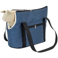 Переноска сумка утеплённая PELO "PetTails" №2 с карманом 36 х 17 х 26см (катионик, мех подкл, поролон) Йоркшир, Чихуахуа, синяя