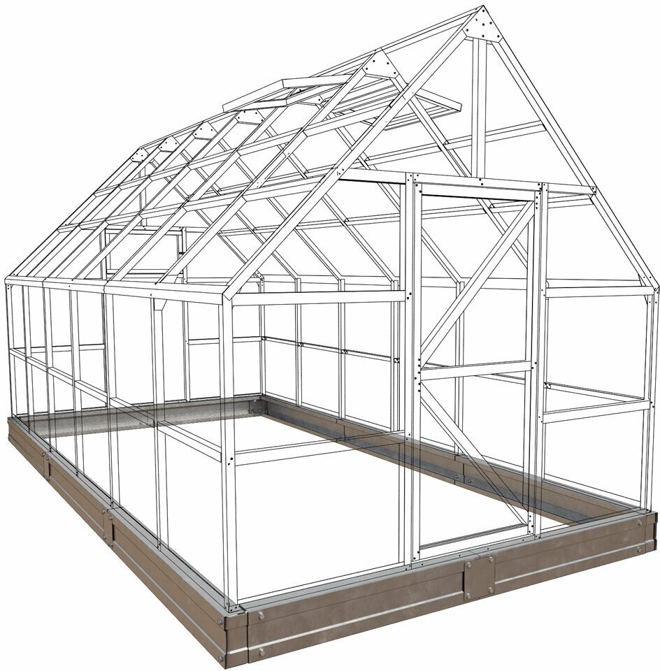 Фундамент оцинкованный для теплицы Челси 3х6 м грунтованный - фотография № 1