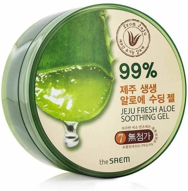 Гель с алоэ универсальный увлажняющий The Saem Jeju Fresh Aloe Soothing Gel 99% 300мл - фото №8