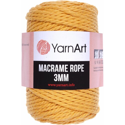 фото Пряжа yarnart macrame rope 3mm желтый (764), 60%хлопок/ 40%вискоза/полиэстер, 63м, 250г, 1шт