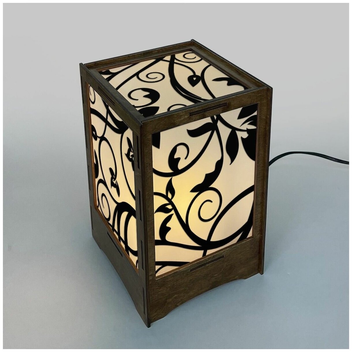 Светильник, ночник деревянный настольный листья - 175 - фотография № 1