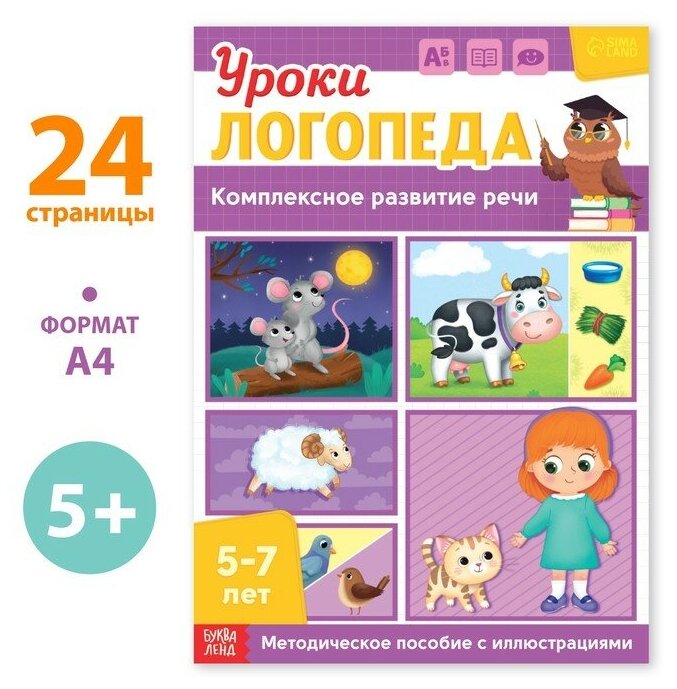 Книга «Уроки логопеда. Комплексное развитие речи», 24 стр, 5-7 лет