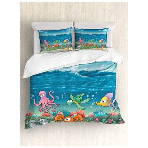 фото Комплект постельного белья "океанские сказки", 1,5-спальный (пододеяльник+2 наволочки) ambesonne