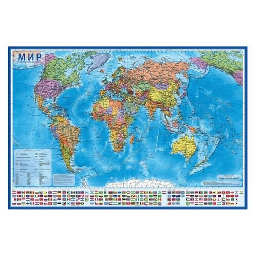 Карта мира политическая, 101 х 70 см, 1:32 М, ламинированная, в тубусе интерактивная карта мира политическая 101 х 70 см 1 32 м ламинированная в тубусе