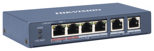 Коммутатор на 4 PoE порта Hikvision DS-3E0106P-E/M