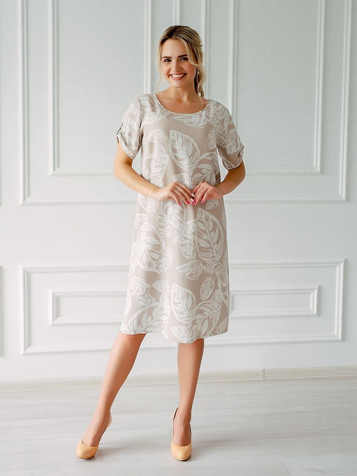 Платье Текстильный Край, размер 58, бежевый