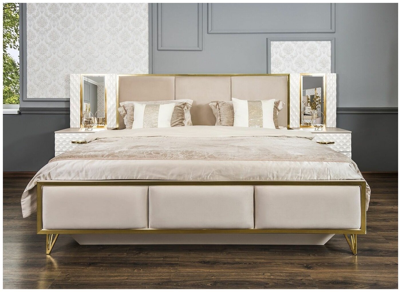 Кровать Лара 180x200 см белый глянец, Эра мебель