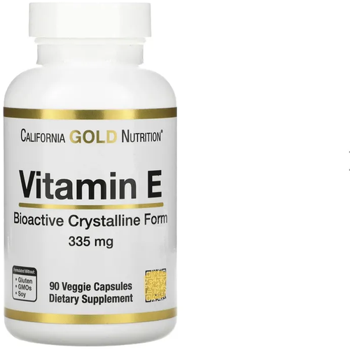 California Gold Nutrition Bioactive Vitamin E, биоактивный витамин Е, 335 мг, 90 растительных капсул
