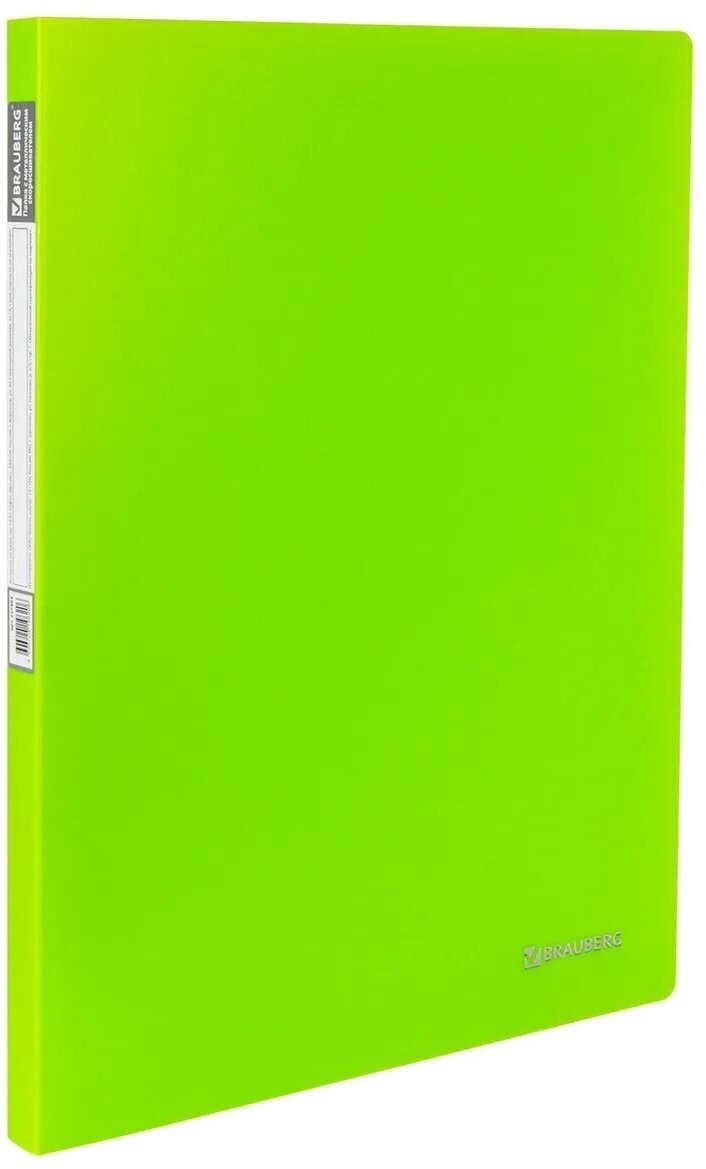 Папка с металлическим скоросшивателем Brauberg Внутренний карман "Neon", 16 мм зеленая, до 100 листов, 0,7 мм (227464)