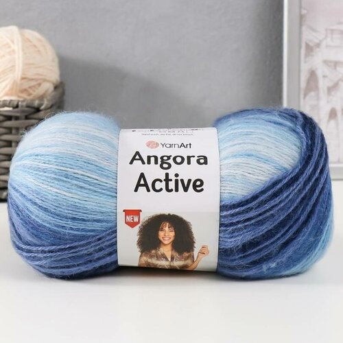 пряжа yarnart angora active 25% мохер 75% акрил 500 м 100 гр 842 синий голубой белый 1 шт Пряжа Angora Active 25% мохер, 75% акрил 500м/100гр (842 син-гол-бел)