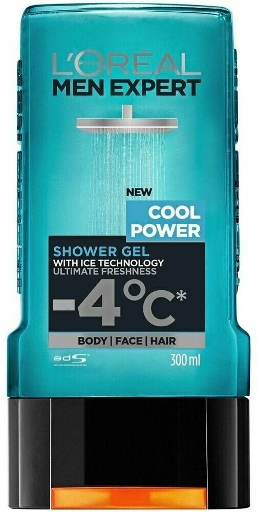 Гель для душа L'Oral Paris Men Expert Cool Power 300 мл (Из Финлянии)