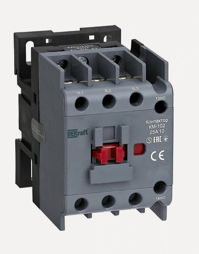 Изображение товара Контактор 25А 220В/230В АС3 АС4 1НО КМ-102 DEKraft