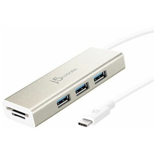 Хаб j5create USB 3.1 Type-C на 3 USB Type-A 3.0 с картридером. хаб j5create usb c на 3 usb type a 3 0 и ethernet порт