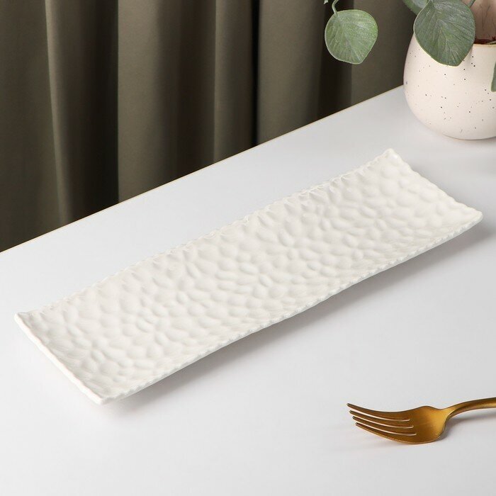 Блюдо керамическое сервировочное «Воздушность», 30,5×9,5 см, цвет белый - фотография № 2