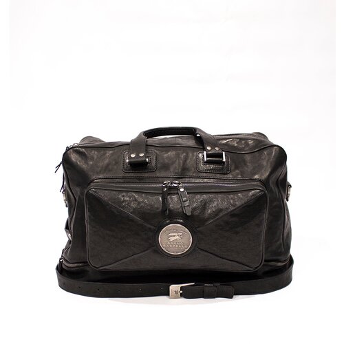 Сумка дорожная Bruno Bartello, натуральная кожа, 23х37х56 см, ручная кладь, отделение для обуви, отделение для ноутбука, отделение для мокрых вещей, черный