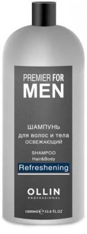 Ollin Premier For Men Hair&Body Refreshe - Оллин Премьер Фо Мэн Шампунь для волос и тела освежающий, 1000 мл -