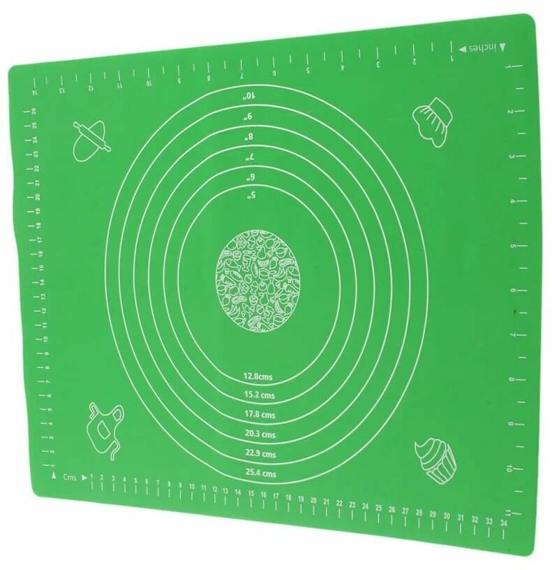 Коврик силиконовый для раскатки теста и выпечки 65х45 см (зеленый)