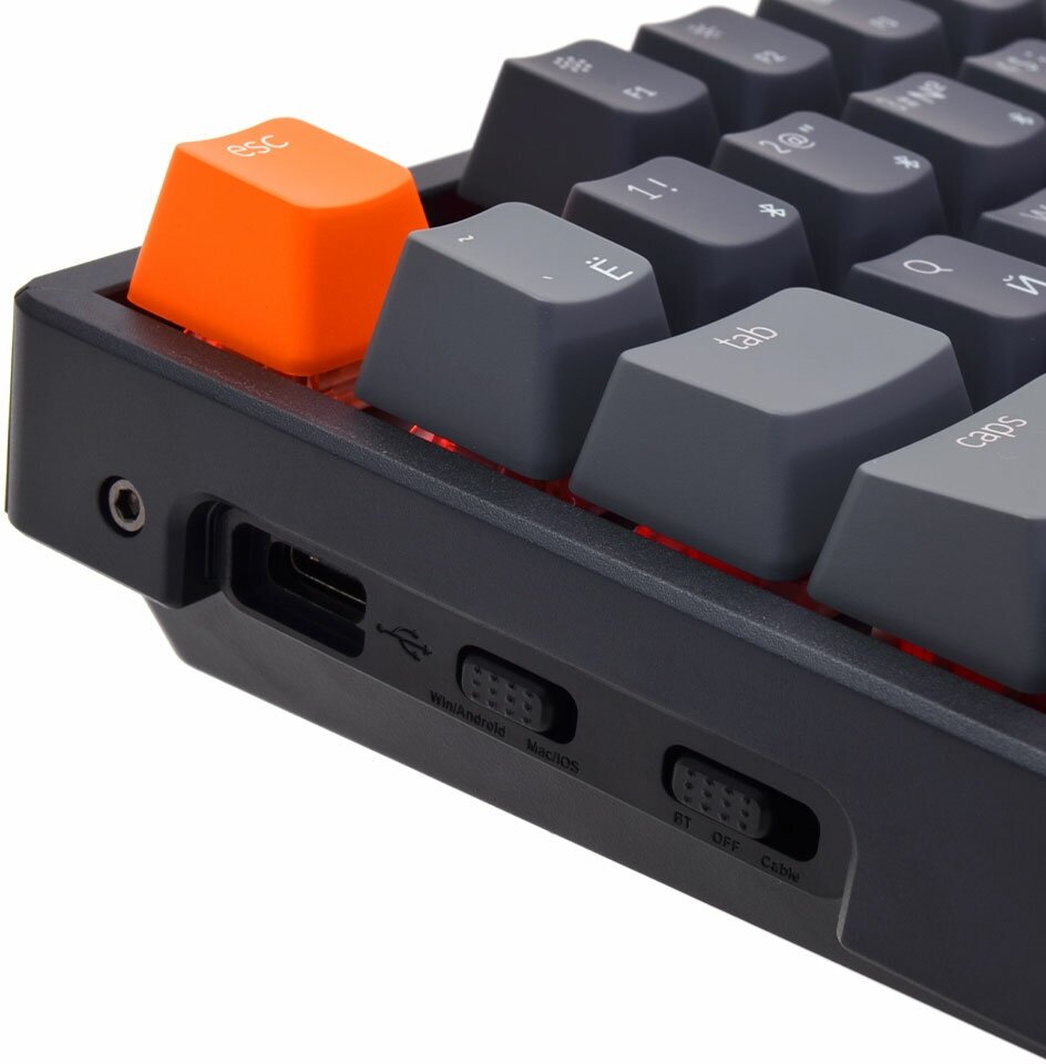 Клавиатура механическая беспроводная Keychron K8, Bluetooth, RGB, Gateron Red Switch, Черный/Серый K8J1 - фото №9