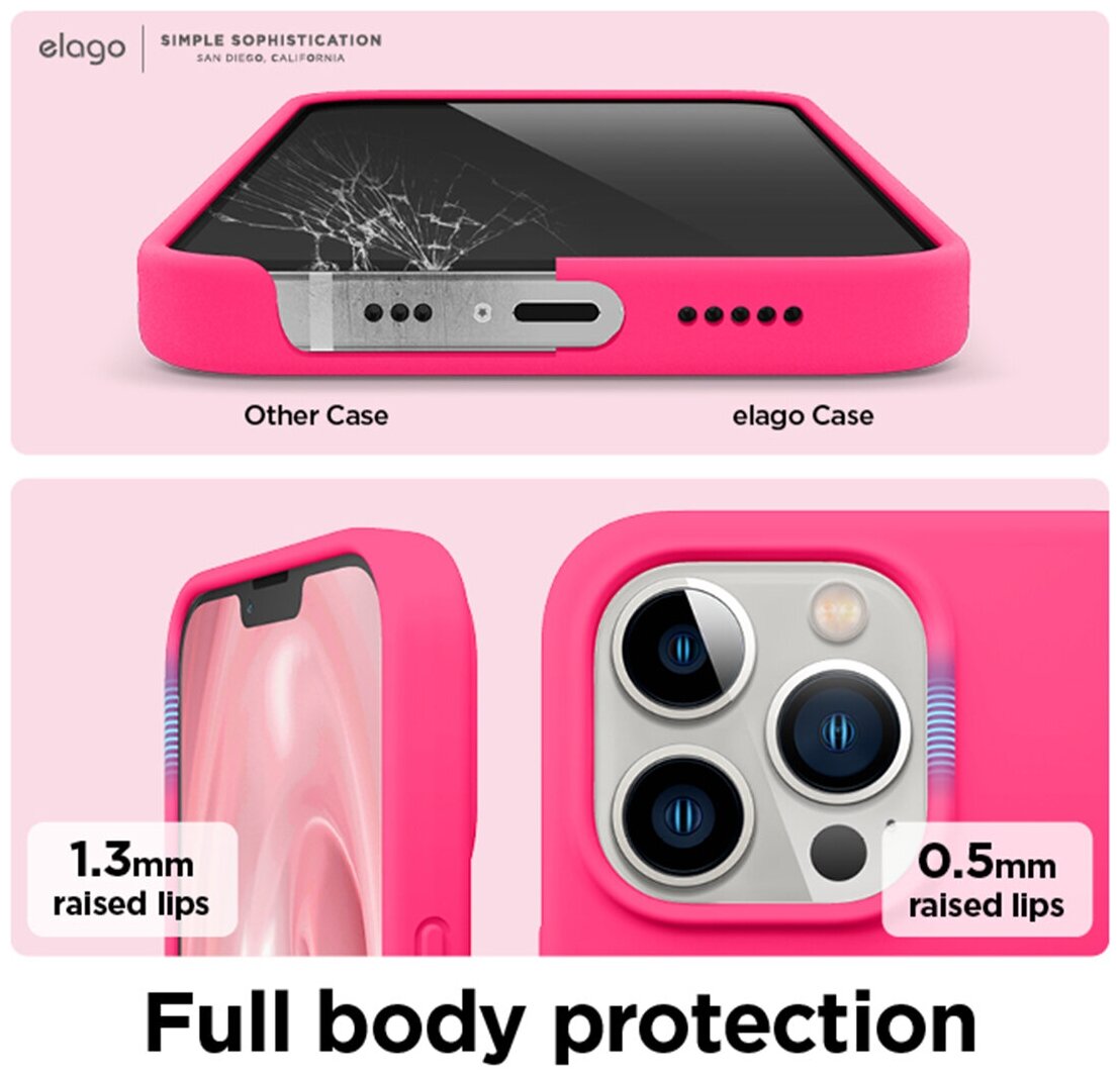 Elago для iPhone 13 Pro Max чехол Soft silicone (Liquid) Neon Hot Pink