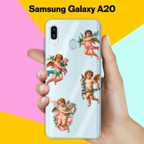 матовый силиконовый чехол солнечные узоры взрыв цвета на samsung galaxy a20 самсунг галакси а20 Силиконовый чехол Ангелочки на Samsung Galaxy A20