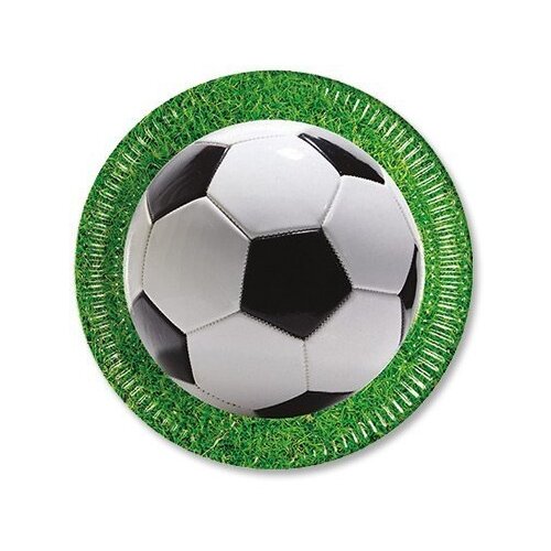Тарелки Футбол зеленый, газон, 8 штук