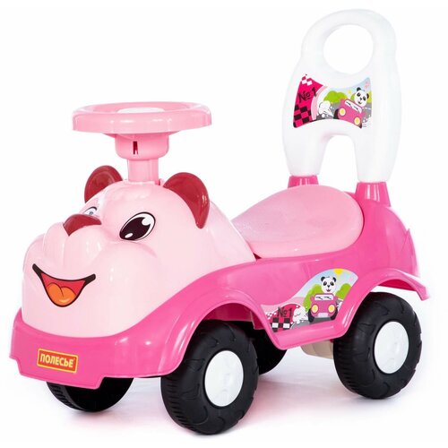 Детская механическая четырехколесная каталка-толокар Полесье Милас клаксоном (розовый) каталка толокар автомобиль мила полесье