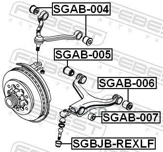 Сайлентблок Рычага Ssangyong Kyron 05-/Actyon 01/Rexton 02- Пер. подв. нижн. Febest арт. SGAB-006