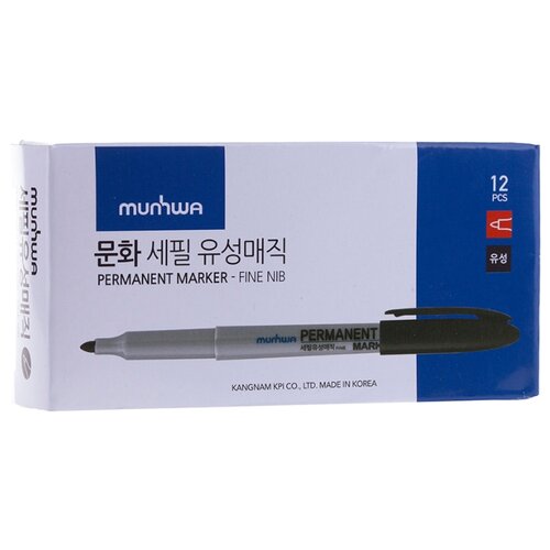 фото Munhwa набор перманентных маркеров, черный, 12 шт. (fpm-01)