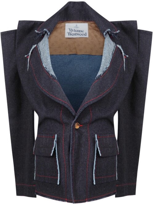 Пиджак Vivienne Westwood, средней длины, силуэт прилегающий, размер l, синий