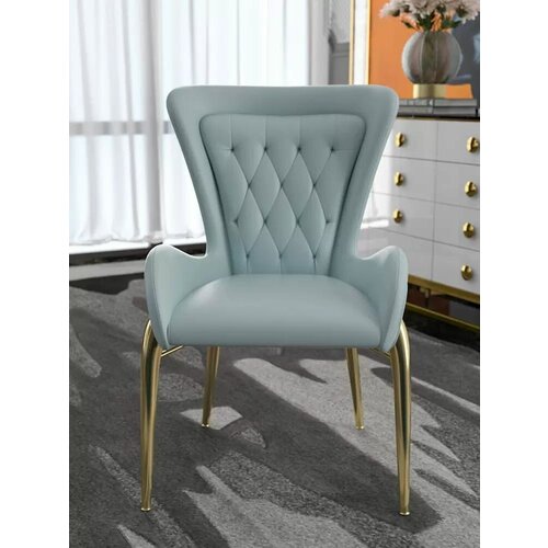 Стул для столовой в итальянском стиле из бархата с ножками из нержавеющей стали (голубой)