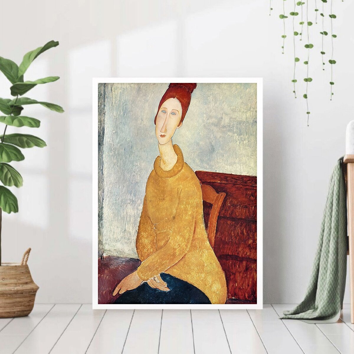 Постер "Амедео Модильяни портрет Жанны" 40 на 50 в белой рамке / Картина для интерьера / Плакат / Постер на стену / Интерьерные картины
