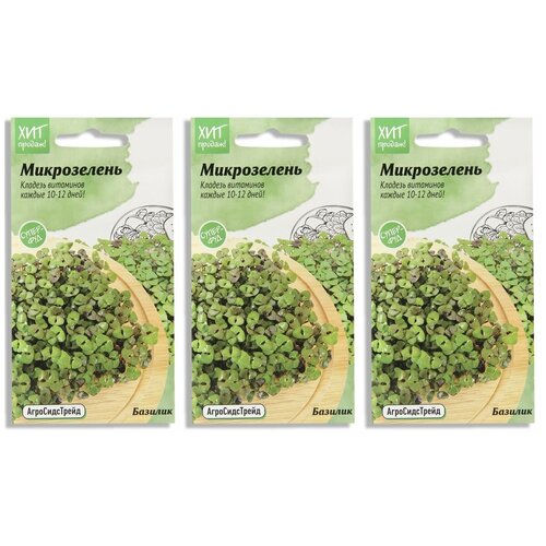 Набор семян Микрозелень Базилик для проращивания АСТ - 3 уп. микрозелень базилик зеленый застольный 5 гр цв п
