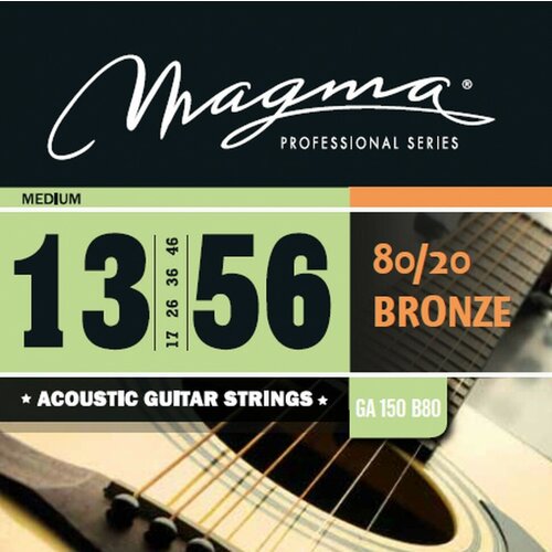 Комплект струн для акустической гитары 13-56 Magma Strings GA150B80 комплект струн для акустической гитары 12 54 magma strings ga140b80