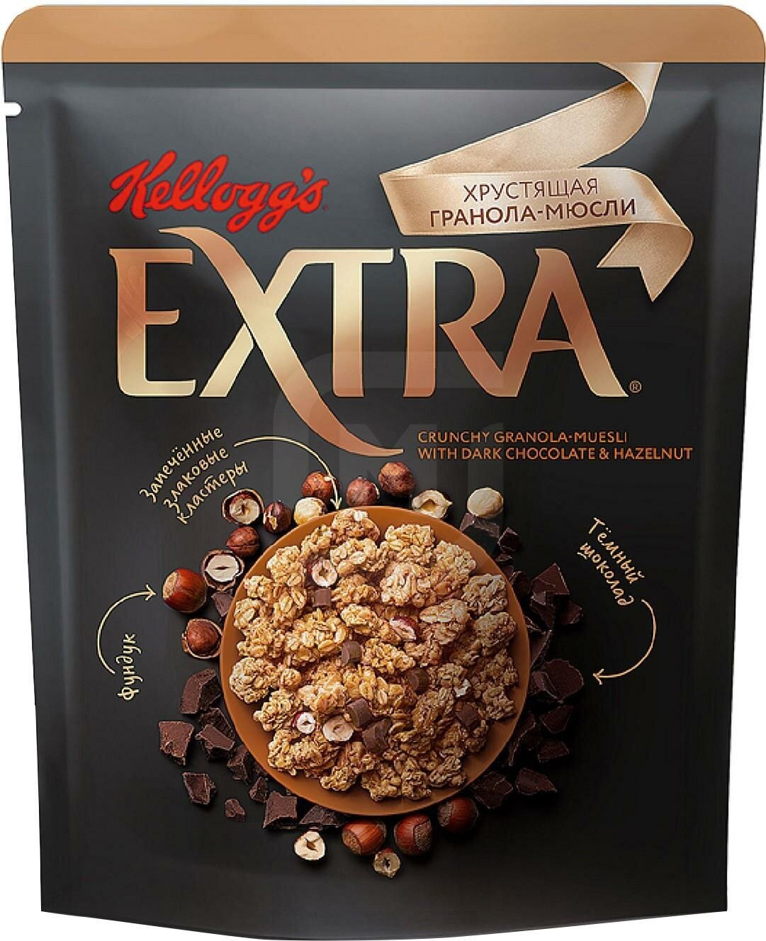 Гранола-мюсли KELLOGG'S Extra, с темным шоколадом и фундуком, 300г - фотография № 5