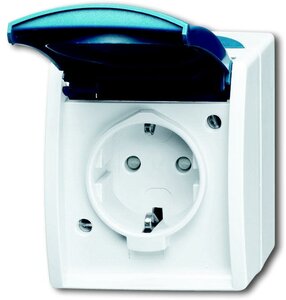 20 EW-53-500 Розетка SCHUKO 16А 250В IP44 для открытого монтажа, серия ocean, цвет серый/сине-зелёный ABB, 2CKA002083A0845