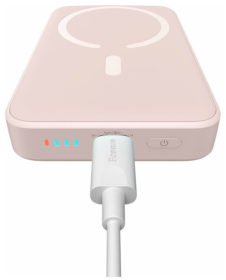 Внешний аккумулятор повербанк Baseus Magnetic Mini Power Bank 10000mAh 20W Pink Cable Type-C to Type-C 60W