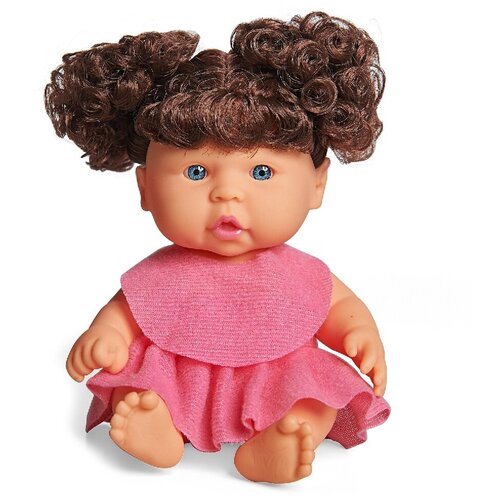 Кукла в малиновом платье с темными локонами 18.5 см