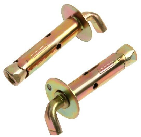 фото Анкерный болт "стройбат", для бойлера, с крюком, оцинкованный, 10x65 мм, 2 шт