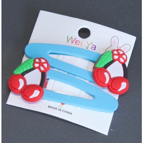 Заколка для волос клик-клак фрукты-ягоды-овощи 2 шт в комплекте