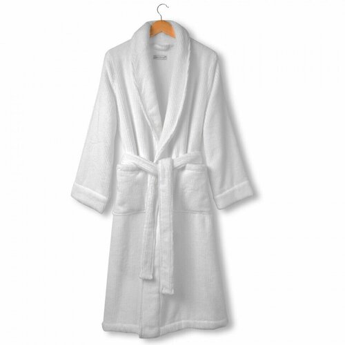 фото Халат lappartement, карманы, банный халат, пояс/ремень, размер l, белый
