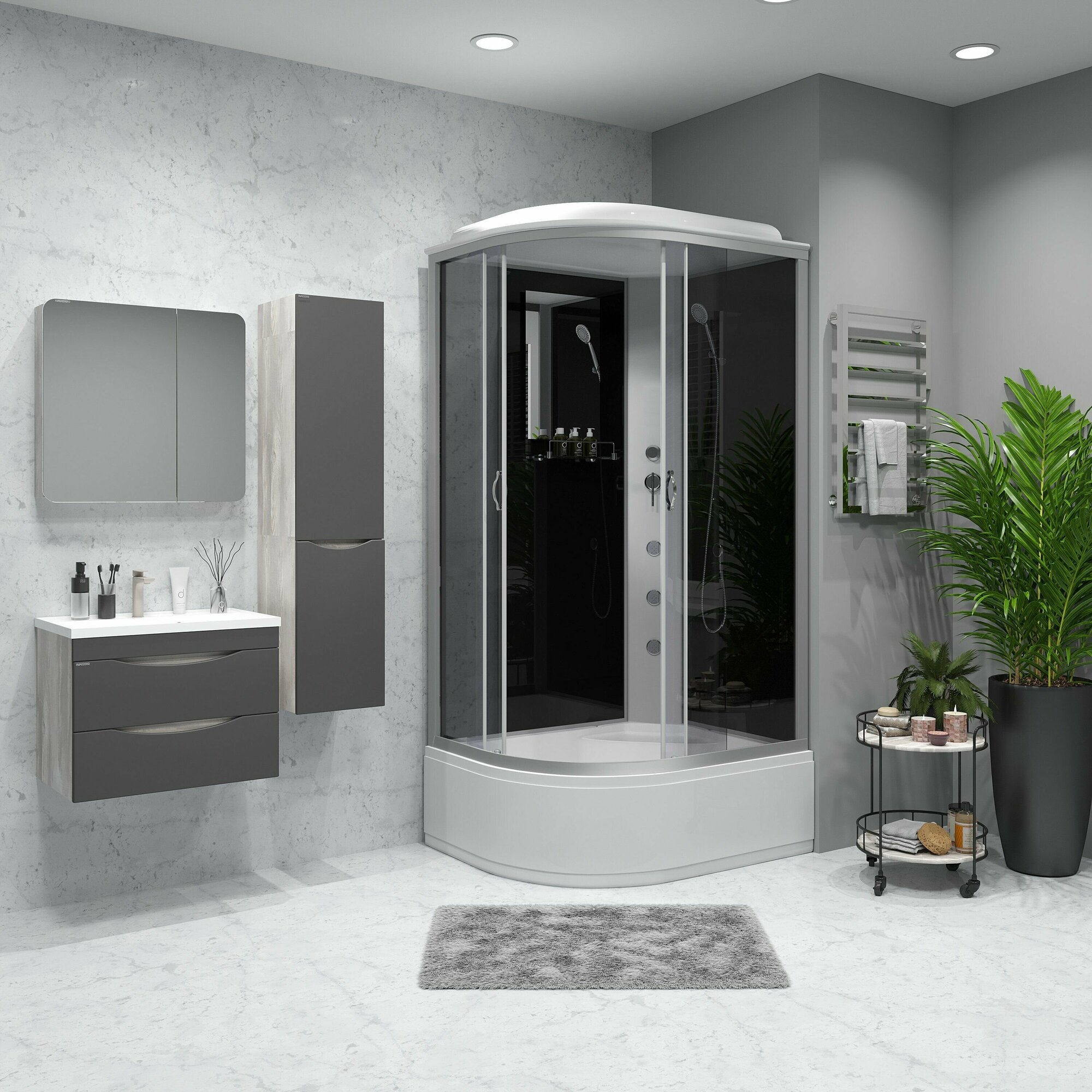 фото Душевая кабина с гидромассажем Niagara NG-2510-14RG (1200х800х2150) высокий поддон (40см) стекло тонированное