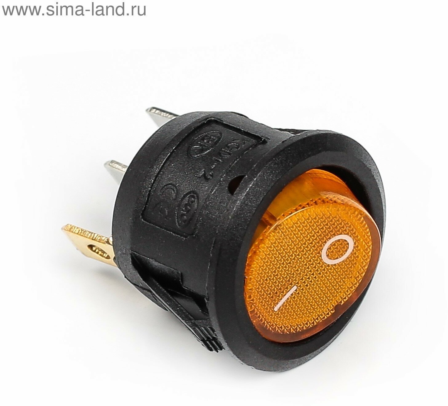 фото Выключатель клавишный с подсветкой, диаметр 23 мм, желтый