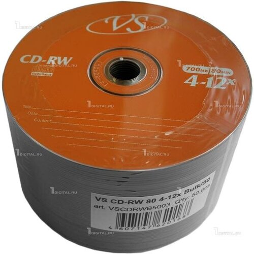 Диски VS CD-RW Shrink Bulk (50 шт.) 700 Мб 12x (VSCDRWB5003)